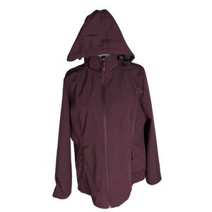 Gerry Women's Maroon Soft Shell Jacket‎ Lightweight Full Zip Hooded Size L